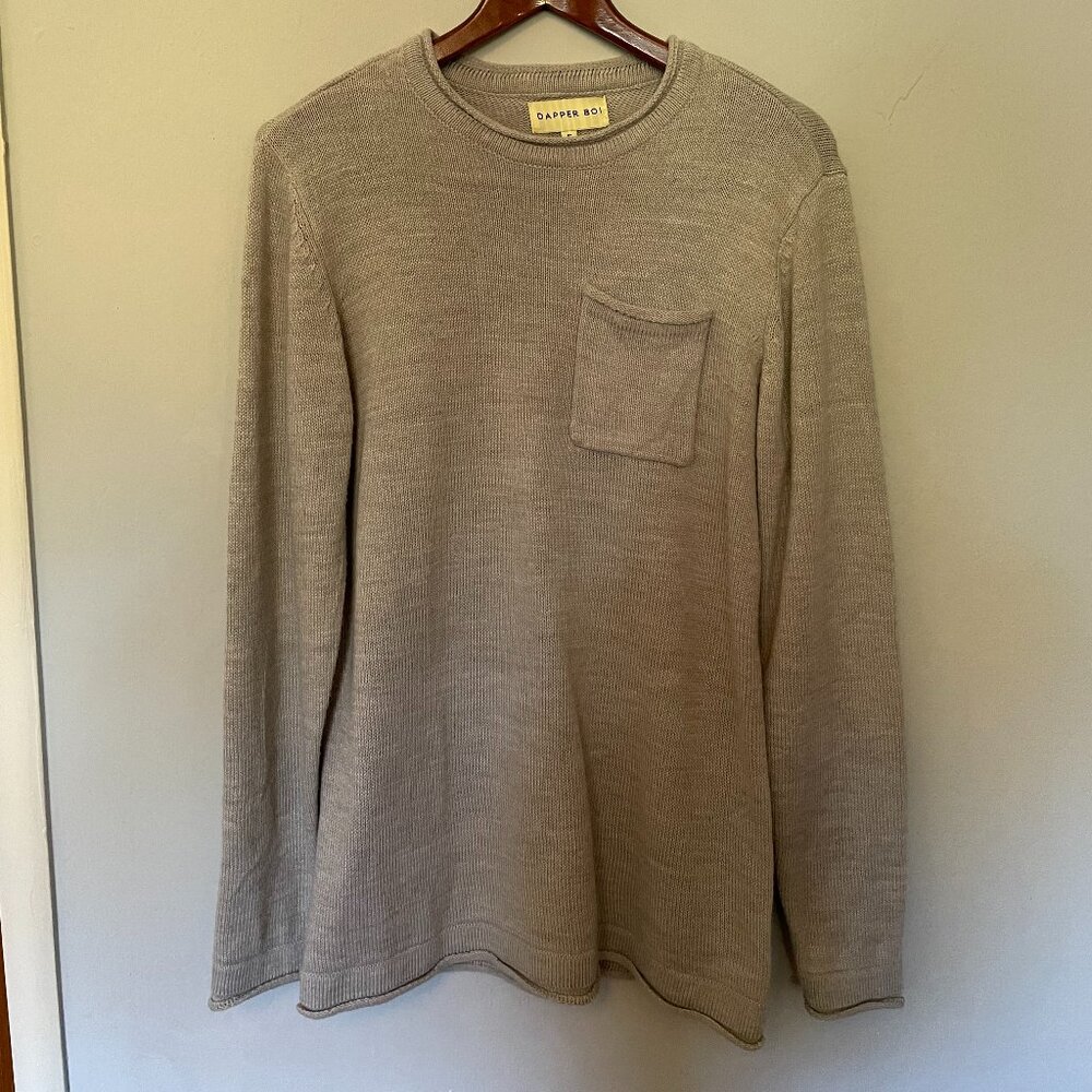 Dapper Boi crew neck sweater, size S, grey